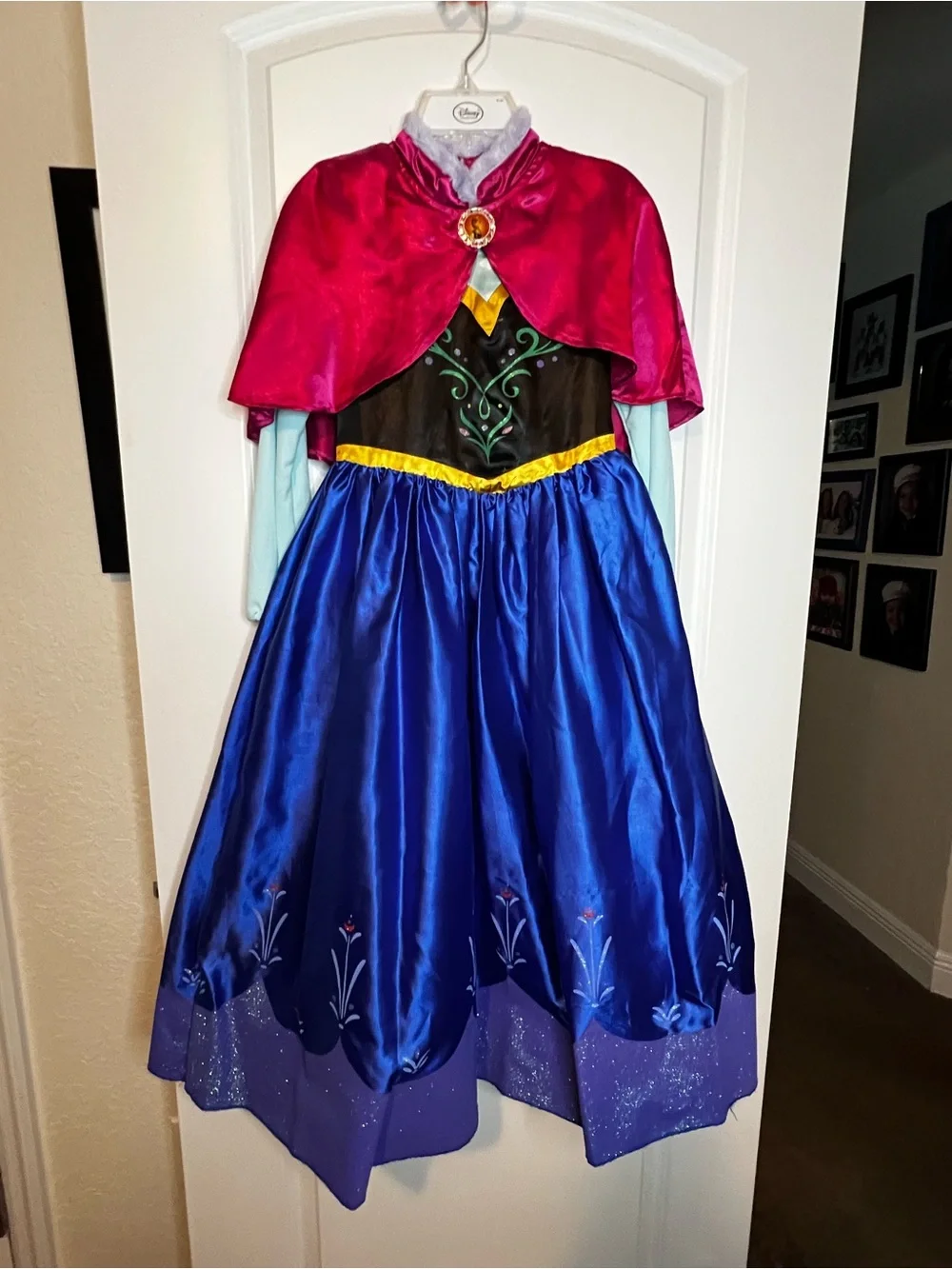 Disney Frozen Anna Costume Dress w/ Cape – Girls Size 9/10 – Like New